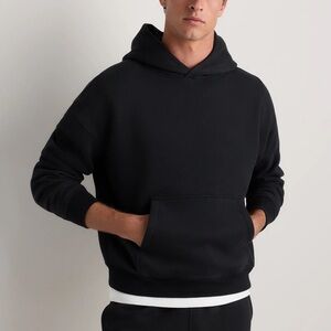 QUINCE 100% Organic Cotton Everyday Fleece Hoodie in Black, SZ L EUC!